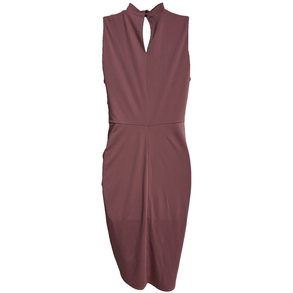 Bar III Womens Ruched Side Sheath Dress Mauve Sleeveless Mock Neck Medium New - Picture 6 of 9